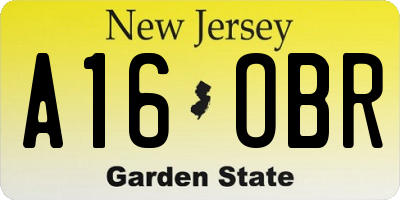 NJ license plate A16OBR