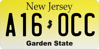 NJ license plate A16OCC