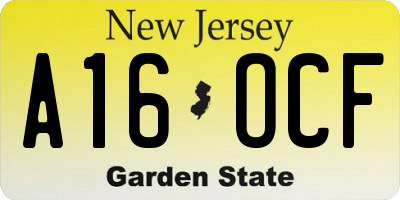 NJ license plate A16OCF