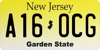 NJ license plate A16OCG