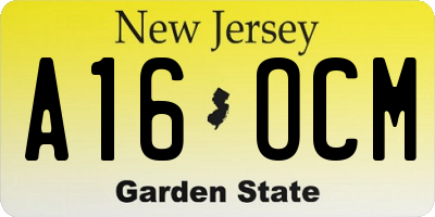 NJ license plate A16OCM