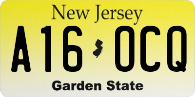 NJ license plate A16OCQ