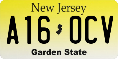 NJ license plate A16OCV