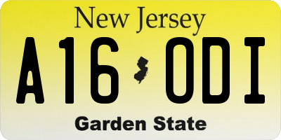 NJ license plate A16ODI