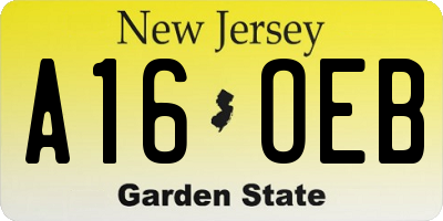 NJ license plate A16OEB