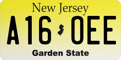 NJ license plate A16OEE