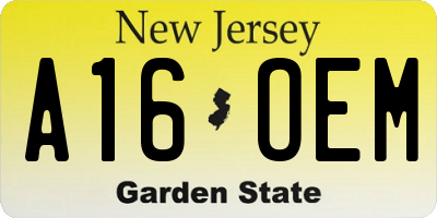 NJ license plate A16OEM