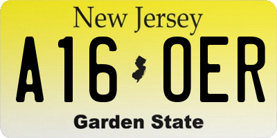 NJ license plate A16OER