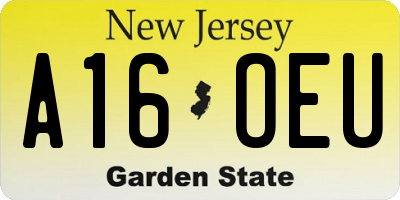 NJ license plate A16OEU