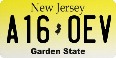 NJ license plate A16OEV