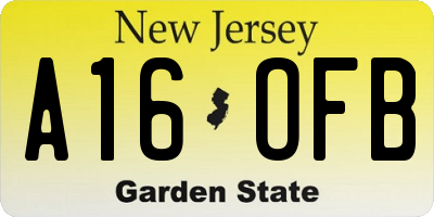 NJ license plate A16OFB