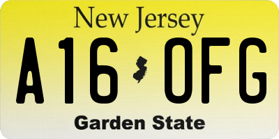 NJ license plate A16OFG