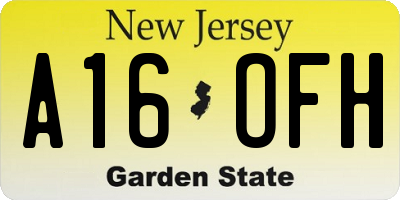 NJ license plate A16OFH