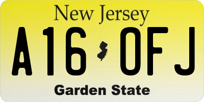 NJ license plate A16OFJ