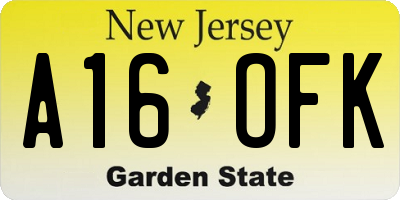 NJ license plate A16OFK