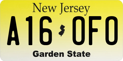 NJ license plate A16OFO