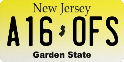 NJ license plate A16OFS