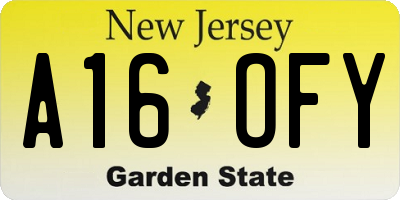 NJ license plate A16OFY
