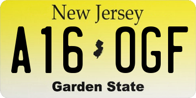 NJ license plate A16OGF