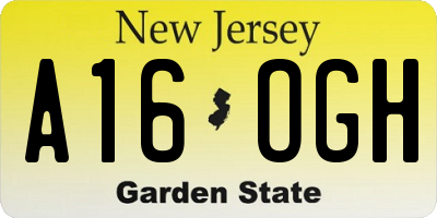 NJ license plate A16OGH