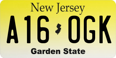 NJ license plate A16OGK