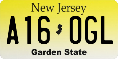 NJ license plate A16OGL