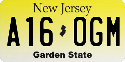 NJ license plate A16OGM