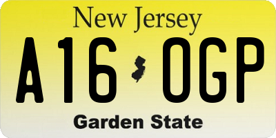 NJ license plate A16OGP