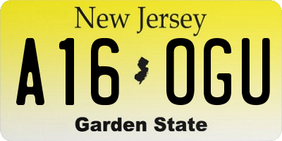 NJ license plate A16OGU