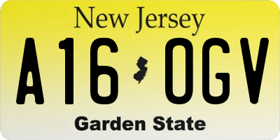 NJ license plate A16OGV