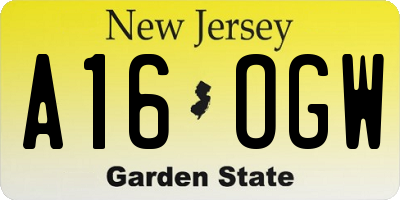 NJ license plate A16OGW