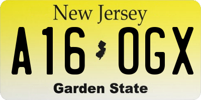NJ license plate A16OGX