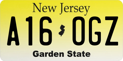 NJ license plate A16OGZ