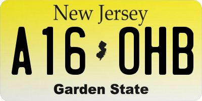 NJ license plate A16OHB