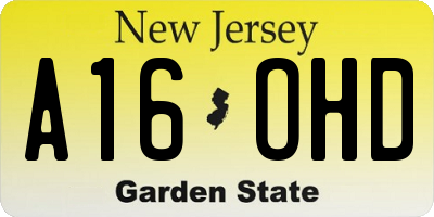 NJ license plate A16OHD