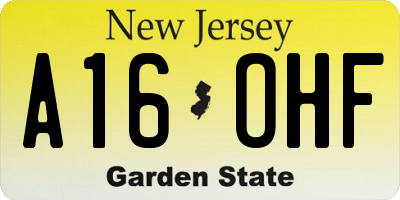 NJ license plate A16OHF