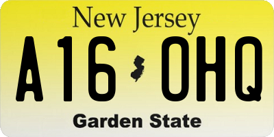 NJ license plate A16OHQ