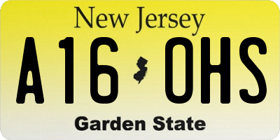 NJ license plate A16OHS