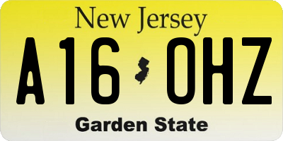 NJ license plate A16OHZ