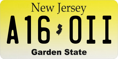 NJ license plate A16OII