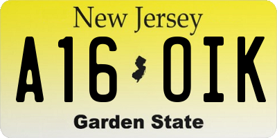 NJ license plate A16OIK
