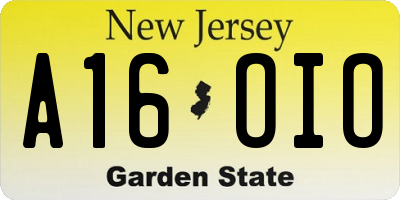 NJ license plate A16OIO