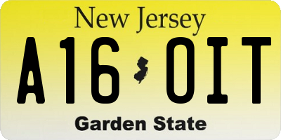 NJ license plate A16OIT