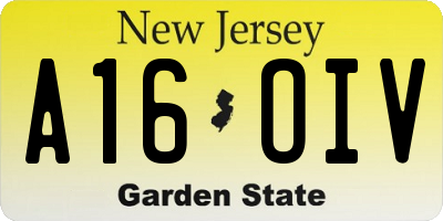 NJ license plate A16OIV