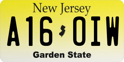NJ license plate A16OIW