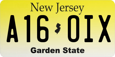 NJ license plate A16OIX