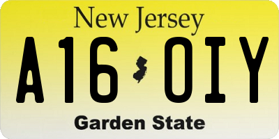 NJ license plate A16OIY