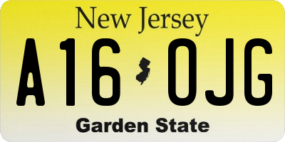 NJ license plate A16OJG