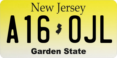 NJ license plate A16OJL