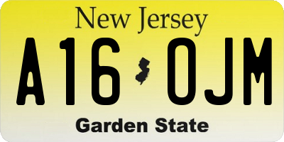 NJ license plate A16OJM